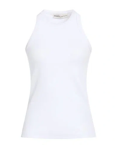 Modes Garments Woman Tank Top White Size L Cotton, Eco Polyester