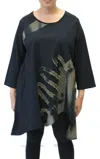 Modesce Flower Collage Hand Painted Tunic Top In Granite Multi In Beige
