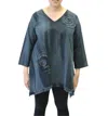 Modesce Hand Painted Cotton Fringe Swirl Tunic In Graphite In Pink
