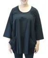 Modesce Hand Painted Cotton Swirl Swing Tunic In Black In Black