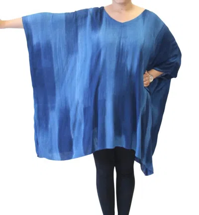 Modesce Hand Painted Katie Poncho Tunic In Cascading Navy In Multi