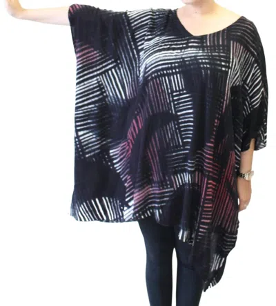 Modesce Hand Painted Katie Poncho Tunic In Crystal Black/crimson In Multi