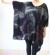 Modesce Hand Painted Katie Poncho Tunic In Crystal Black/crimson In Multi