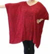 Modesce Hand Painted Katie Poncho Tunic In Geo Crimson/black In Multi