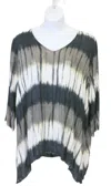 Modesce Women's Tie Dye Shark Bite Hem Tunic - Plus In Black & Grey In Multi