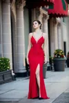 Modessa Couture M19016 Long Slit Formal Evening Prom Dress In Red