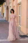 Modessa Couture M19039 Prom Long Formal A Line Evening Dress In Pink