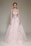 Modessa Couture M19055 A Line Long Formal Evening Dress In Pink
