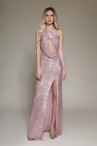 Modessa Couture M19113 Prom Long Fitted Slit Formal Evening Dress In Pink