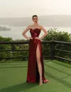 Modessa Couture M20202 Fitted Long Formal Prom Slit Dress In Burgundy