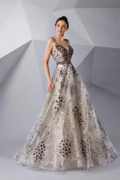 Modessa Couture M20217 Long Formal Evening Dress In Brown