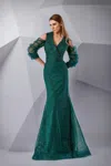 Modessa Couture M20221 Fitted Long Formal Evening Mermaid Dress In Green