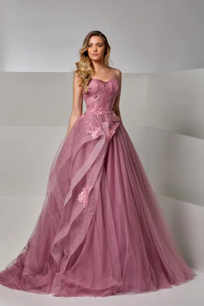 Modessa Couture M20226 Long A Line Formal Dress In Pink