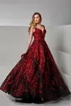 Modessa Couture M20275 Long A Line Formal Chic Prom Dress In Red