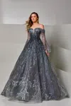 Modessa Couture M20276 Long A Line Formal Evening Dress In Gray