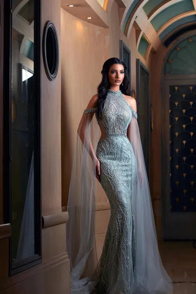 Modessa Couture M20279 Fitted Mermaid Long Formal Prom Dress In Green