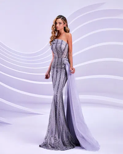 Modessa Couture M20311 Long Formal Fitted Mermaid Prom Dress In Purple