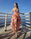 Modessa Couture M20324 Layered High Low Formal Prom Dress In Pink