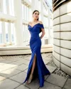 Modessa Couture M20330 Mermaid Long Formal Slit Prom Dress In Blue