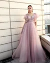 Modessa Couture M20331 Long Formal Beaded Evening Dress In Pink