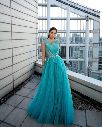 Modessa Couture M20332 Long Formal A Line Dress In Blue