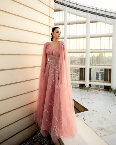 Modessa Couture M20347 Beaded Long Formal Prom Dress In Pink