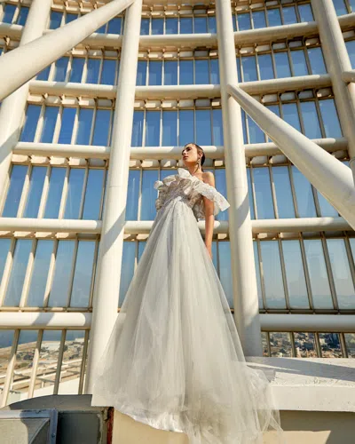 Modessa Couture M20348 Long Formal A Line Prom Dress In White