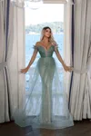 Modessa Couture M22404 A Line Long Formal Sequin Prom Dress In Green