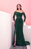 Modessa Couture M22406 Prom Long A Line Formal Evening Dress In Green