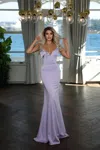 Modessa Couture M22411 Fitted Prom Long Formal Beaded Evening Dress In Purple