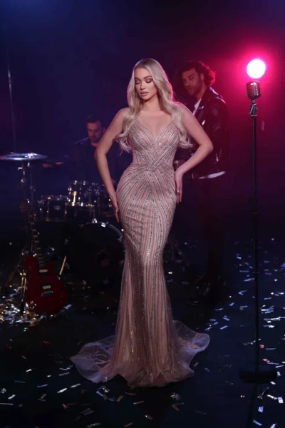 Modessa Couture M23510 Prom Long Fitted Formal Beaded Dress In Pink