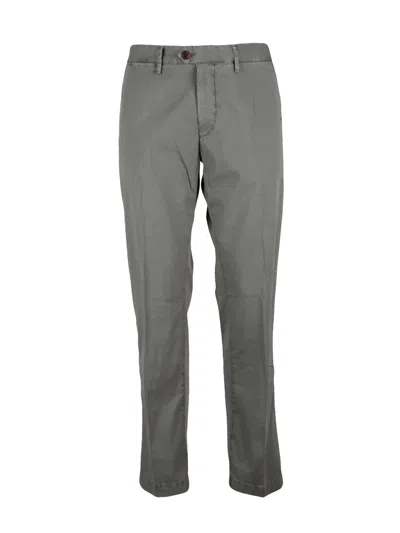 Modfitters Cotton Stretch Trousers With Mid-rise Waist In Gray