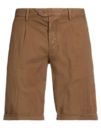 Modfitters Man Shorts & Bermuda Shorts Brown Size 32 Cotton, Linen, Elastane