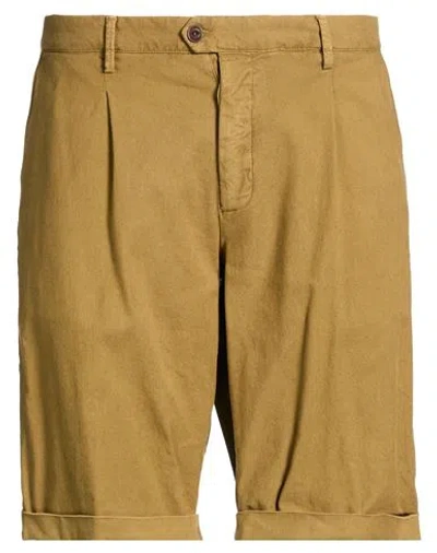 Modfitters Man Shorts & Bermuda Shorts Khaki Size 32 Cotton, Linen, Elastane In Green