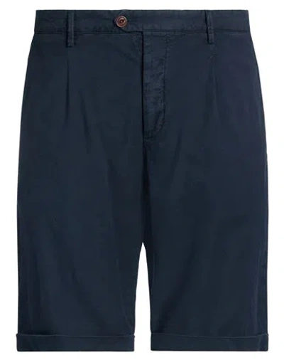 Modfitters Man Shorts & Bermuda Shorts Navy Size 30 Cotton, Linen, Elastane In Blue
