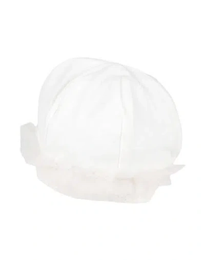 Modì Collezione Babies'  Newborn Girl Hat White Size 3 Cotton, Elastane, Polyester