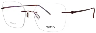Modo Rimless Titanium Eyeglasses 52 In Burg0 - Burgundy / Demo