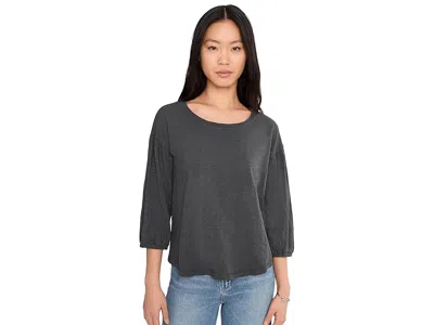 Mod-o-doc 3/4 Shirred Sleeve Open Crew Neck T-shirts