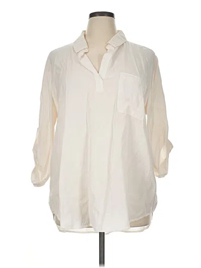 Pre-owned Mod-o-doc 3/4 Sleeve Button Down Shirt In Ivory