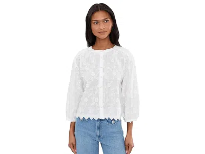 Mod-o-doc 3/4 Sleeve Crew Neck Lace Top In White
