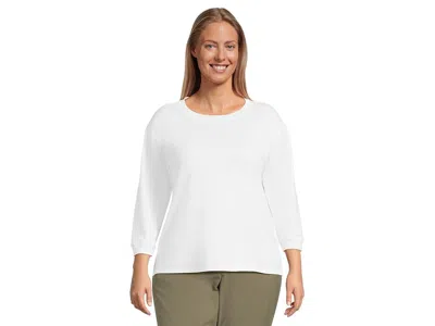 Mod-o-doc 3/4 Sleeve Hi-lo Tunic With Side Slits In White