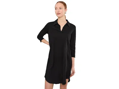 Mod-o-doc 3/4 Sleeve Johnny Collar Dress In Black
