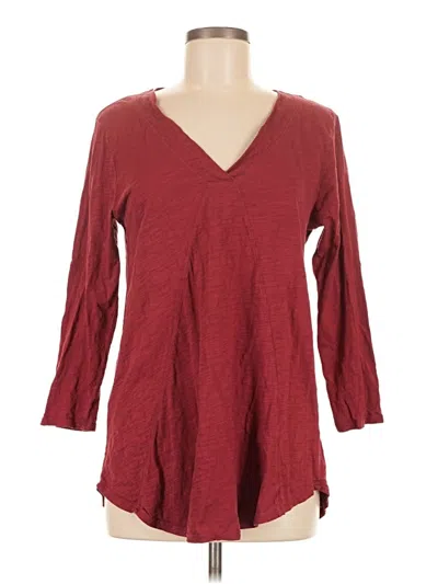 Pre-owned Mod-o-doc 3/4 Sleeve Top Burgundy V Neck Tops