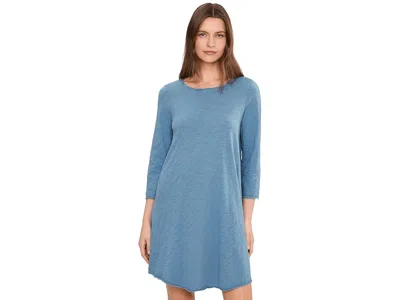 Mod-o-doc 3/4 Sleeve Twisted Crew Neck Dress In Blue
