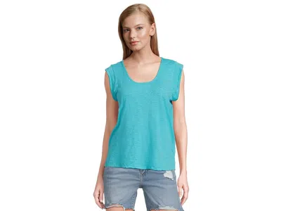 Mod-o-doc Cap Sleeve Scoop Neck T-shirts In Blue