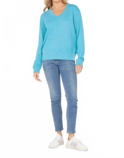 Mod-o-doc Deep V-neck Sweatshirt In Aqua Mist In Blue