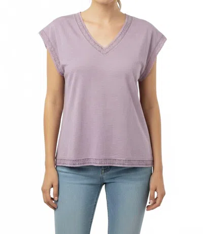 Mod-o-doc Dolman Lace Trim Tee In Lilac In Purple