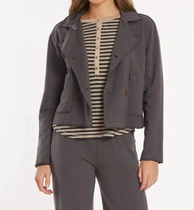 Mod-o-doc Double Breasted Crop Shacket In Washed Ebony In Multi