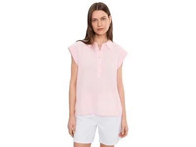 Mod-o-doc Gauze Sleeveless Henley Shirt In Pink