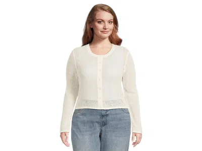 Mod-o-doc Long Sleeve Button Front Open Knit Sweater In Multi